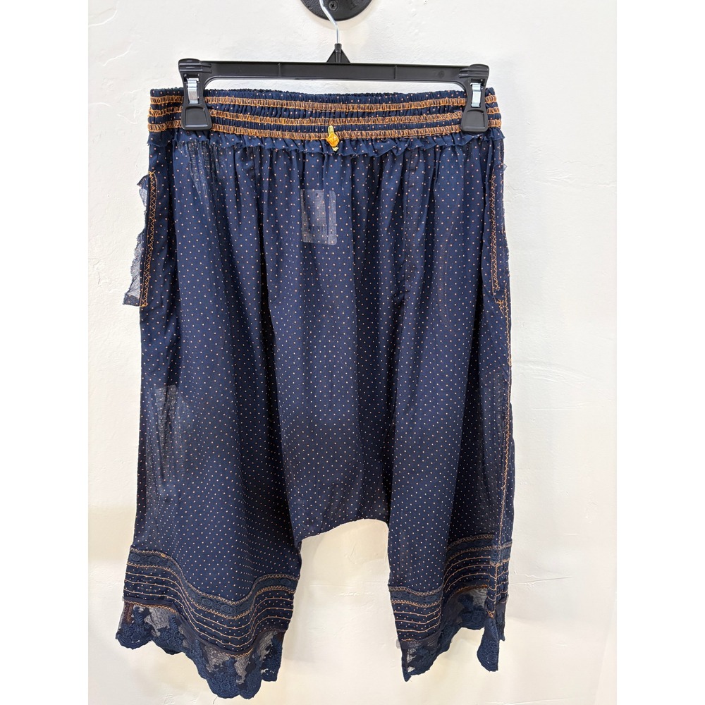Intimately Free People Harem Shorts Midnight Polka Dot Lace Trim XS OB1740058